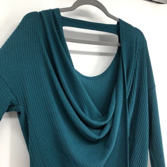NWT Cherish teal Back in the Game draped twist open back top small - Picture 3 of 12
